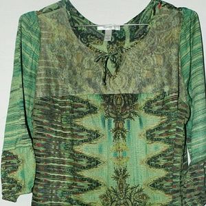 Dressbarn Womens Tunic Size 1X Plus Green Asian